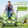 Heavy Duty Wagon Carts Foldable, Portable Wagons for Groceries, Beach Cart with All-Terrain Wheels  Drink Holders, Utility Wagon