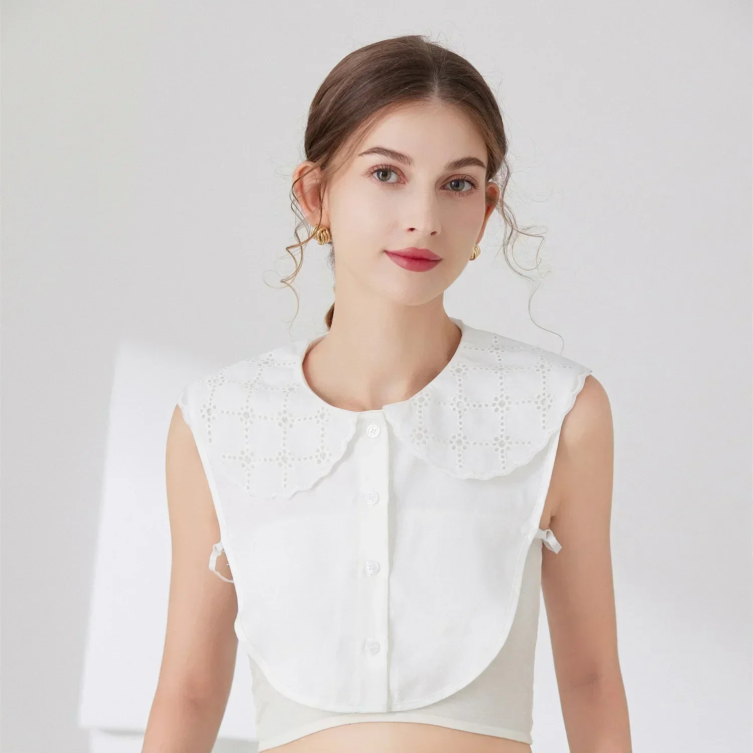 Colletto Finto Staccabile Da Donna Con Volant E Pizzo – Camicia Finta Regolabile Per Maglioni