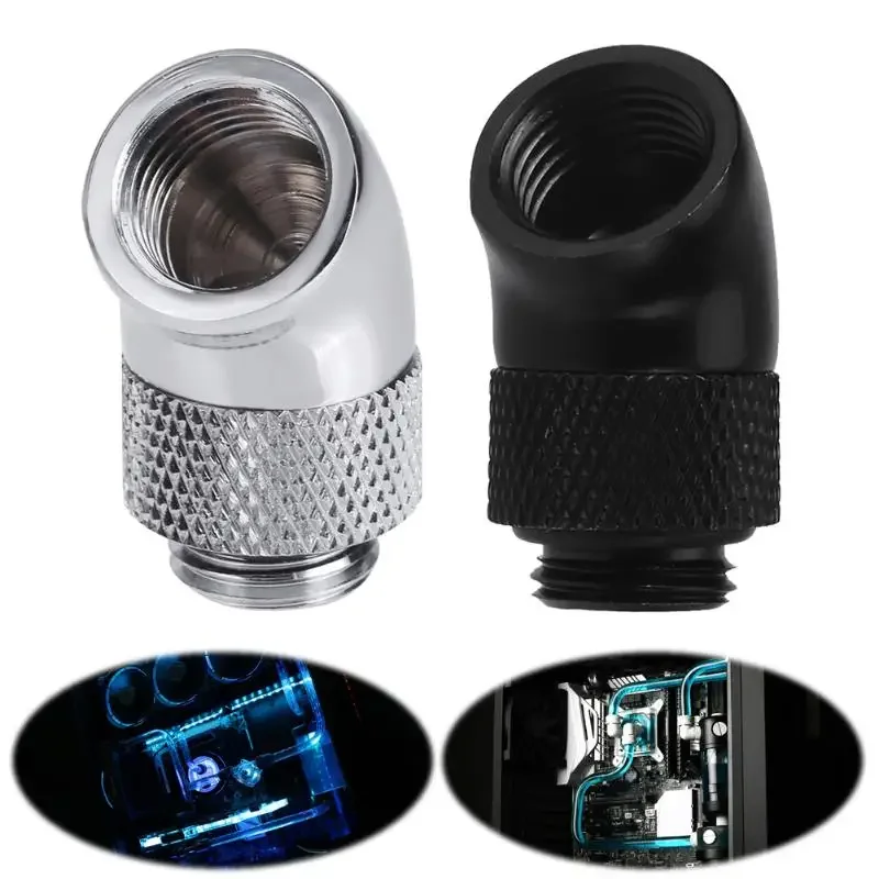 G1/4 Screw Thread 45/90 Degree Elbow Rotation Brass Adapter Connector Fitting PC Computer Water Cooling System Accessories