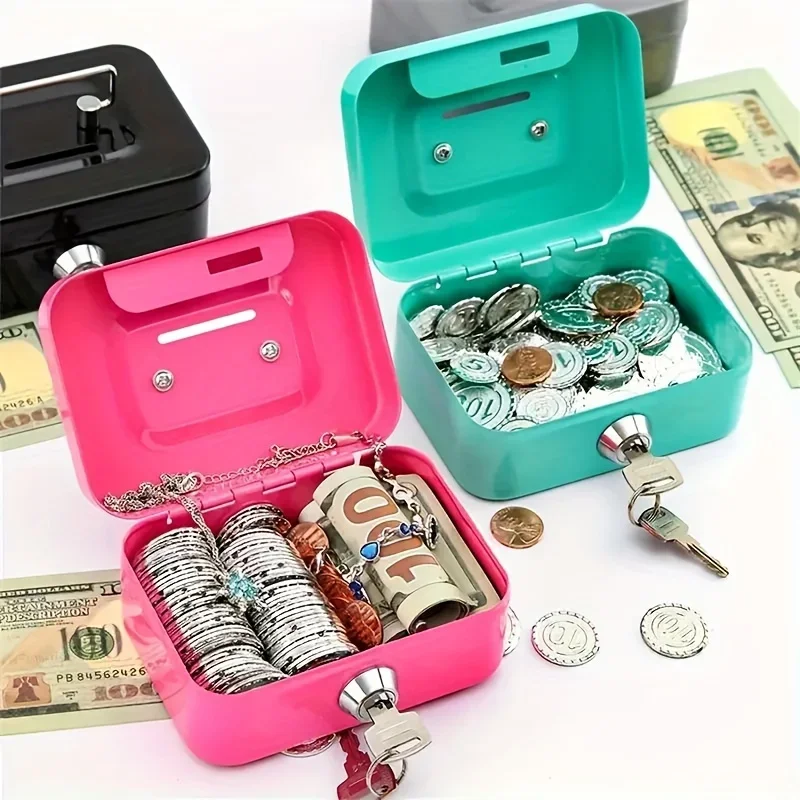 Portable Metal Money Safe Box With Key Lockable Security Box_voghion.com