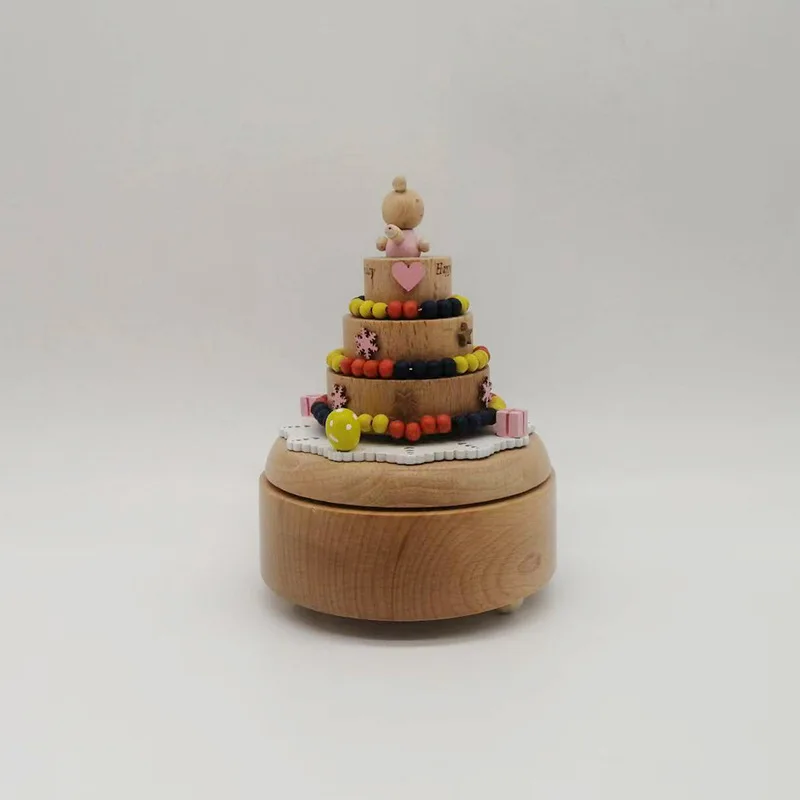 Wooden Hand Cranked Music Box Ornament Classical Carving Home Decor