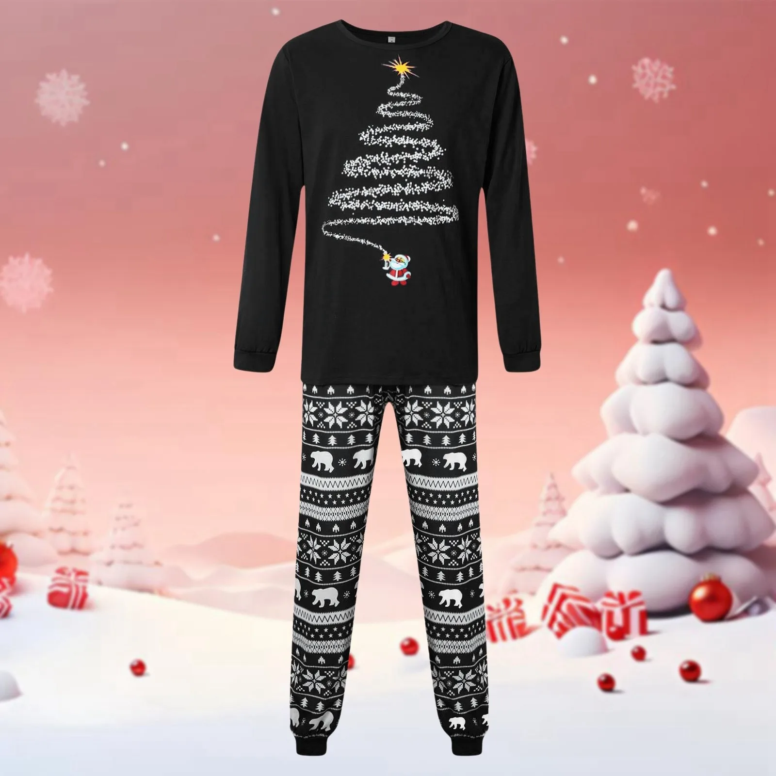 Nuevos conjuntos navideños familiares, pijamas a juego con estampado de rayas para padre, madre e hija, traje suave y holgado de 2 piezas, ropa de dormir navideña