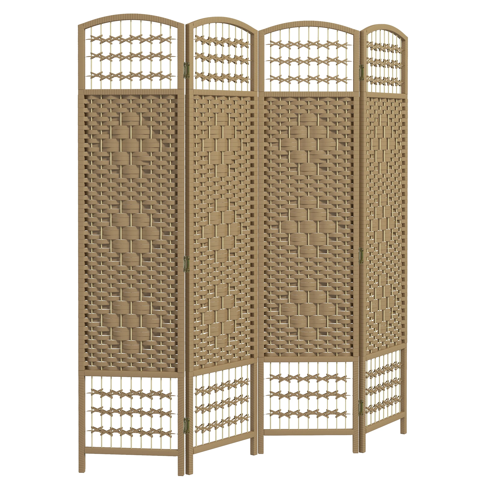 

4 Panel Room Divider, Folding Privacy Screen, 5.6' Room Separator, Wave Fiber Freestanding Partition Wall Divider, Natural