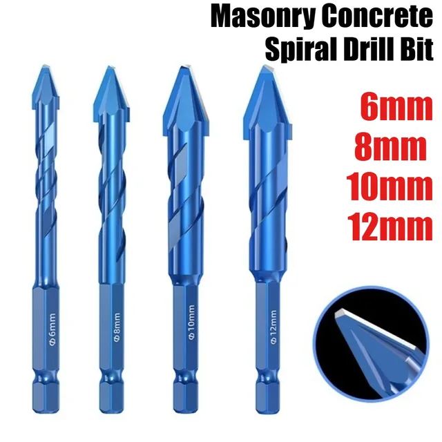 Foret hélicoïdal excentrique en alliage dur pour maçonnerie, béton, verre, céramique, carrelage, brique, plastique, bois, découpeur de trous mural, bleu 1