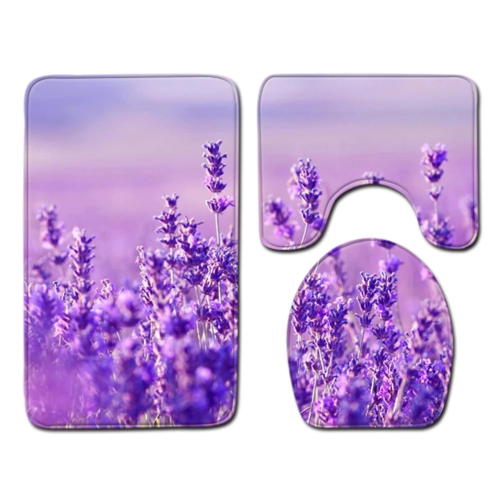 

Лавандовый нескользящий коврик для ванной комнаты, U-Образный Коврик для туалета, домашний декоративный коврик для ванной, очень мягкий и впитывающий воду