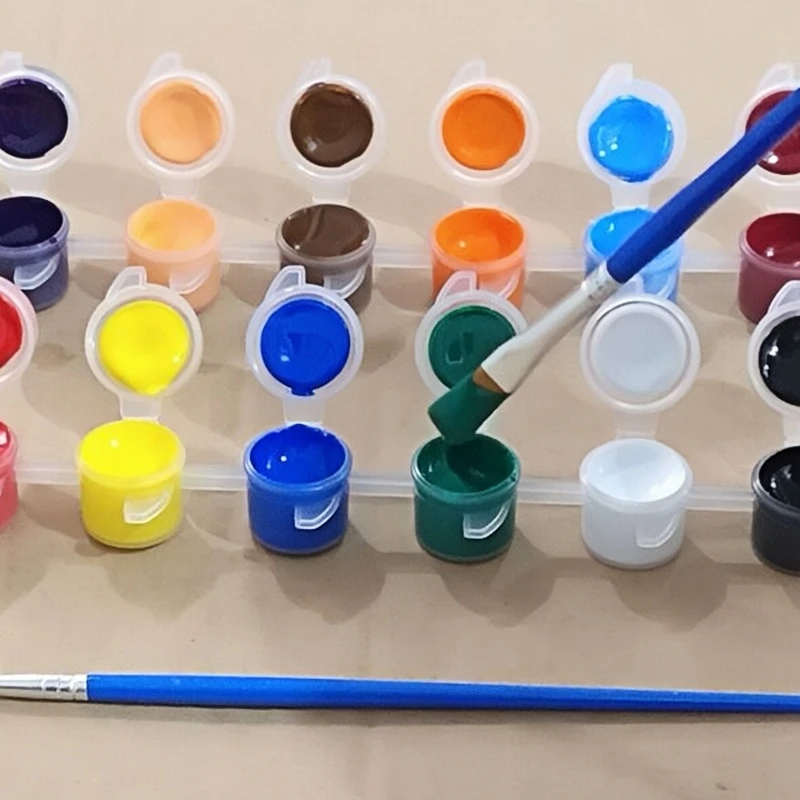 Acrylic Pigment Set 12 Color Watercolor Painting Pigment Set Stone Ceramic Painting Color Painting Paint with Built-in Brush