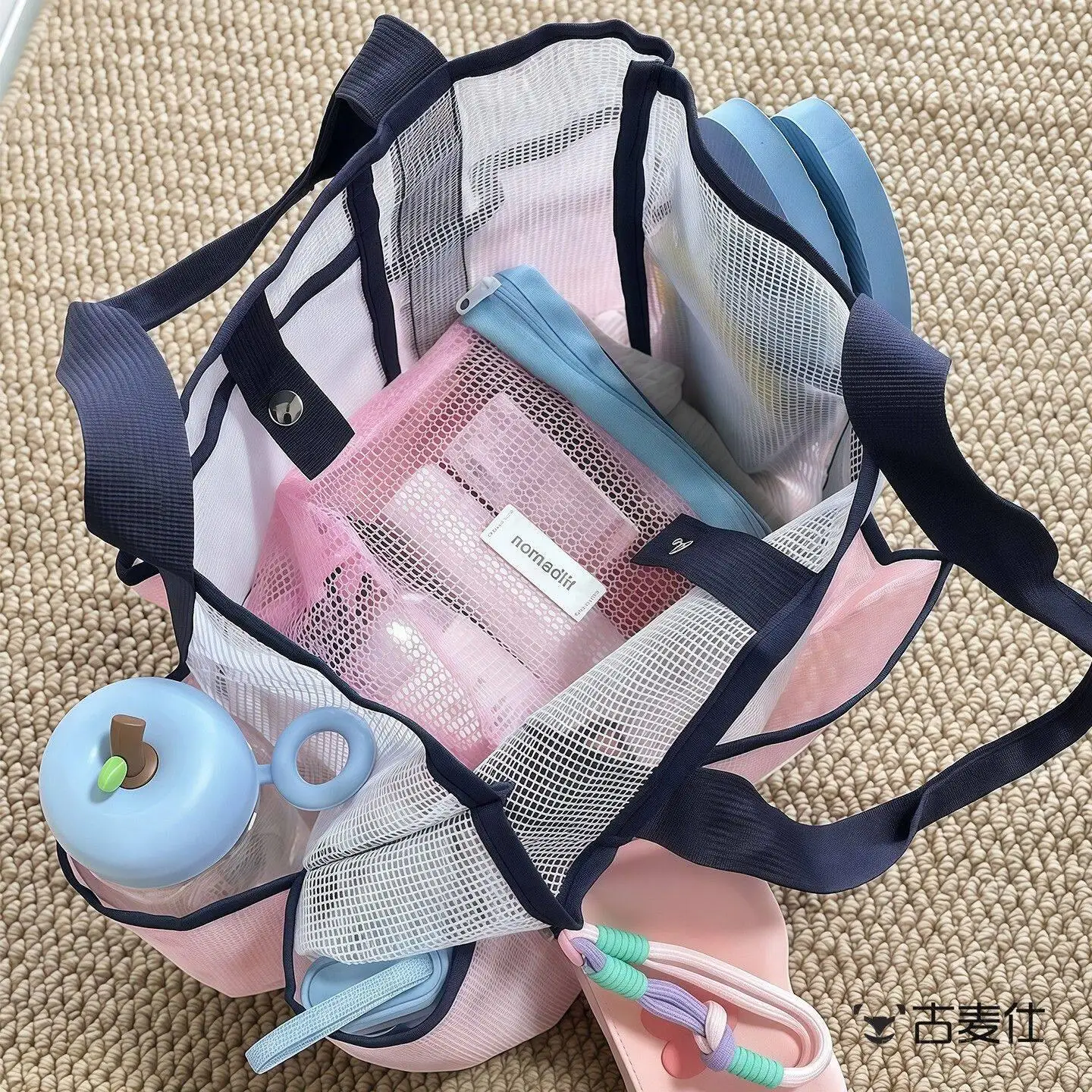 방수 수영 가방 휴대용 해변 대용량 건식 습식 분리 목욕 메쉬 보관 가방 피트니스 야외 스포츠 가방
