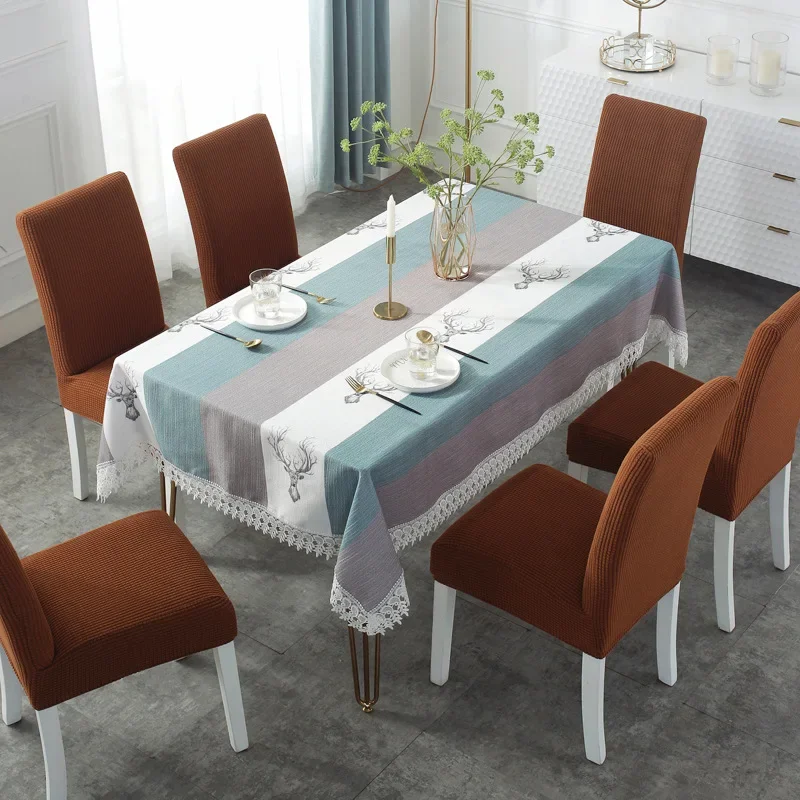 

Linen Tablecloth Hotel Picnic Table Rectangular Lace Tassel Table Covers Wedding Home Dining Tea Table ClothTable cloth