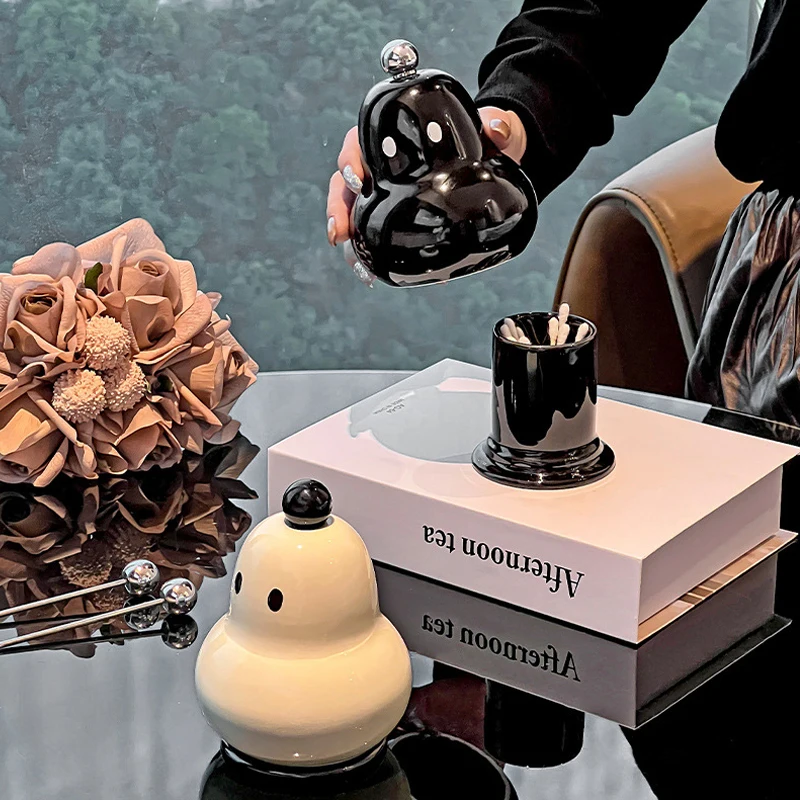 크리 에이 티브 배 모양 면봉 상자 플라스틱 면봉 홀더 치실 정리 케이스 면화 패드 컨테이너 이쑤시개 홀더