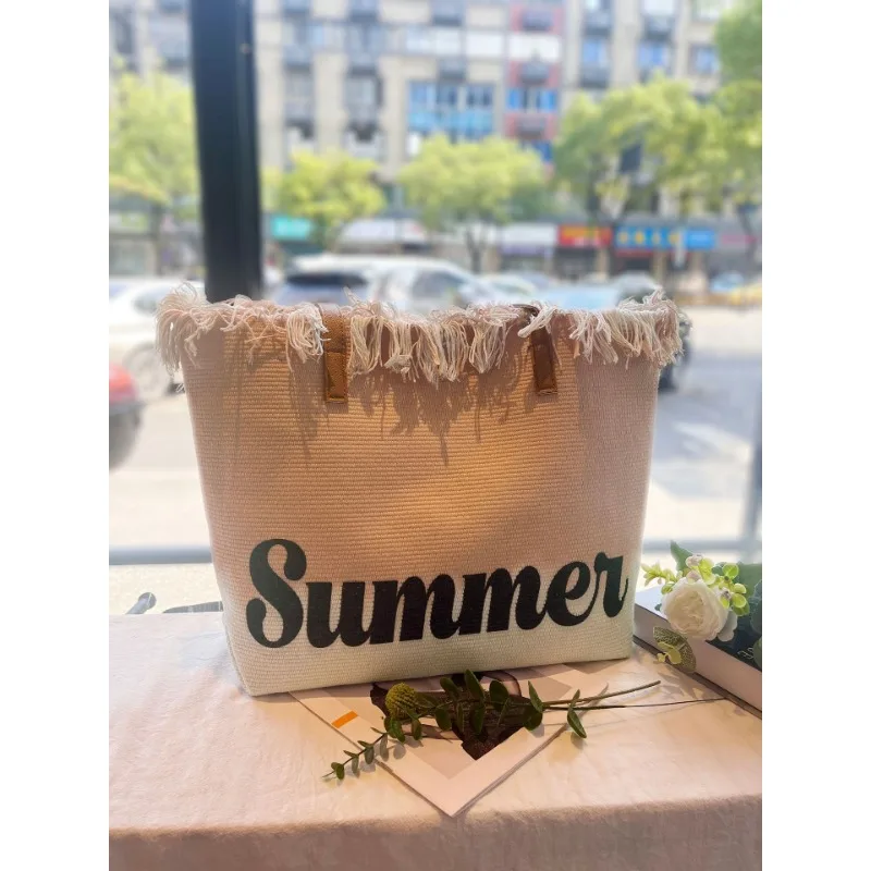 Fallow Fashion Large Capacity Canvas Tote Bags for Work Commuting Carrying Bag College Style Student Outfit Book Shoulder Bag