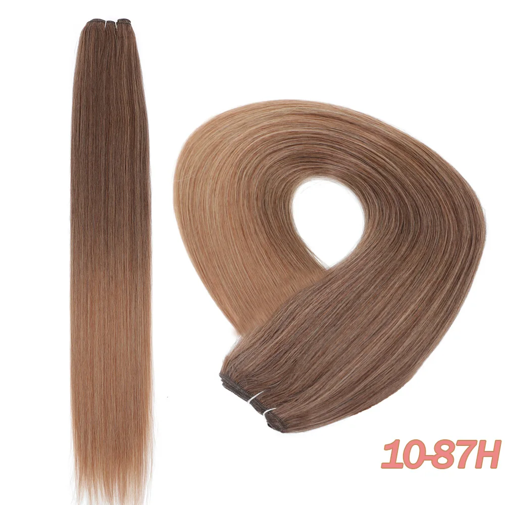 Premium 32-Inch Bone Straight Dark Brown Synthetic Hair Bundles - Heat Resistant, Soft Hair Weaving