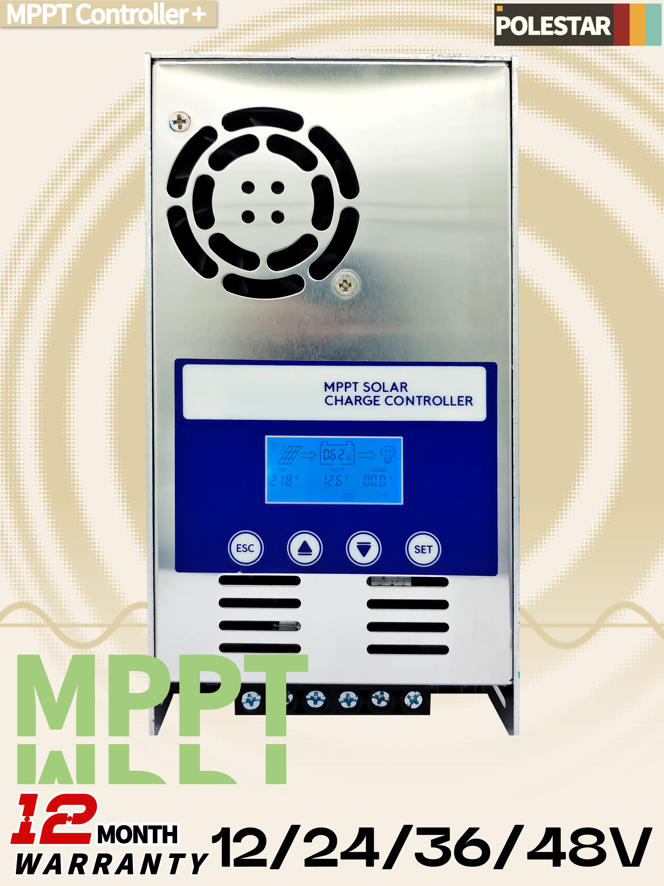 60A MPPT 12V 24V 36V 48V Auto Solar Charge Controller Max PV 180V Lead Acid Lith