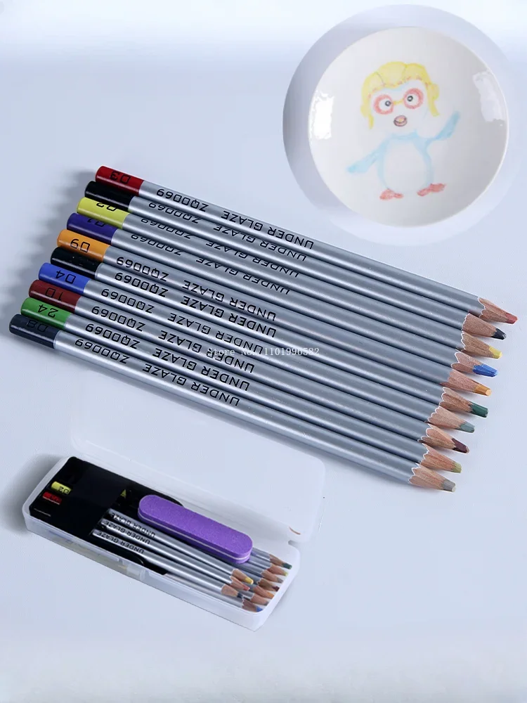 VICASKY 2pcs Underglaze Pencil Pottery Decorating Pigment Pencils Fabric Marking Pencil For Stoneware Pottery Glass And Under Ceramic Projects