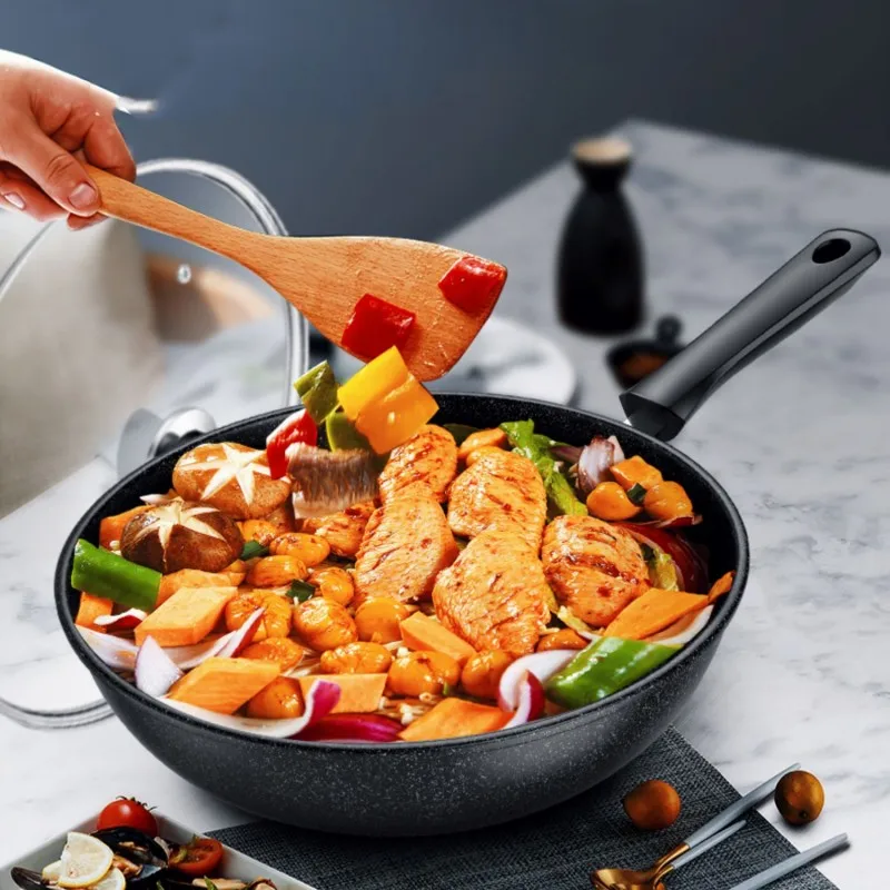 

Maifanshi Non Stick Wok Pan Kitchen Chinese Iron Cooking Pot with Lid Induction Cooker Gas Stove Cooktop ollas de cocina