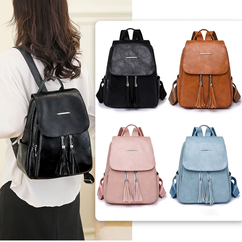 Ladies' backpack, travel bag, durable casual backpack with practical pockets and zipper closure