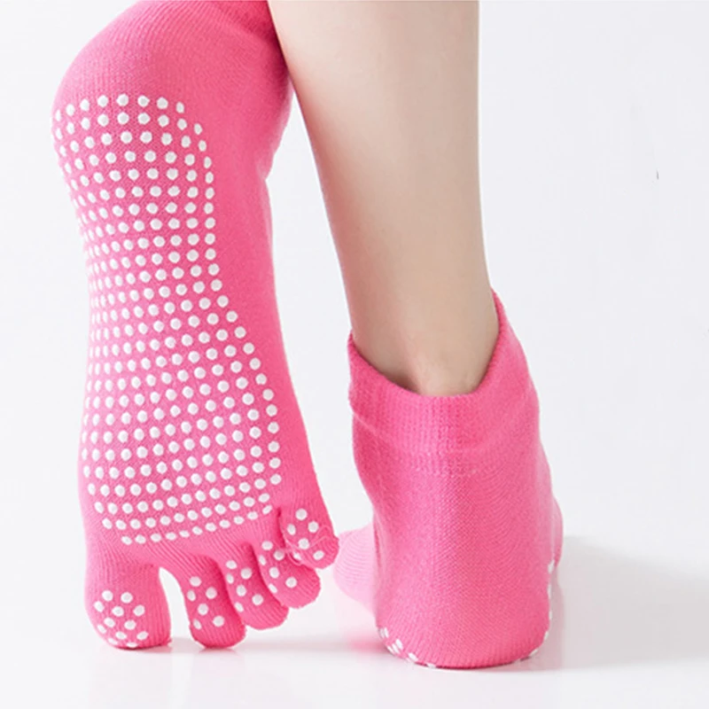 Women Sports Yoga Socks Anti-slip Five Fingers Silicone Non-slip 5 Toe Socks Ballet Gym Fitness Sports Cotton