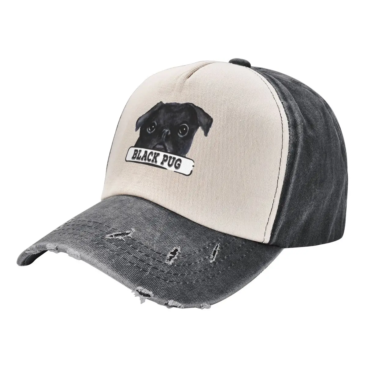 

Peeking Black Pug Baseball Cap Golf Wear Hat Man For The Sun Ladies Men's