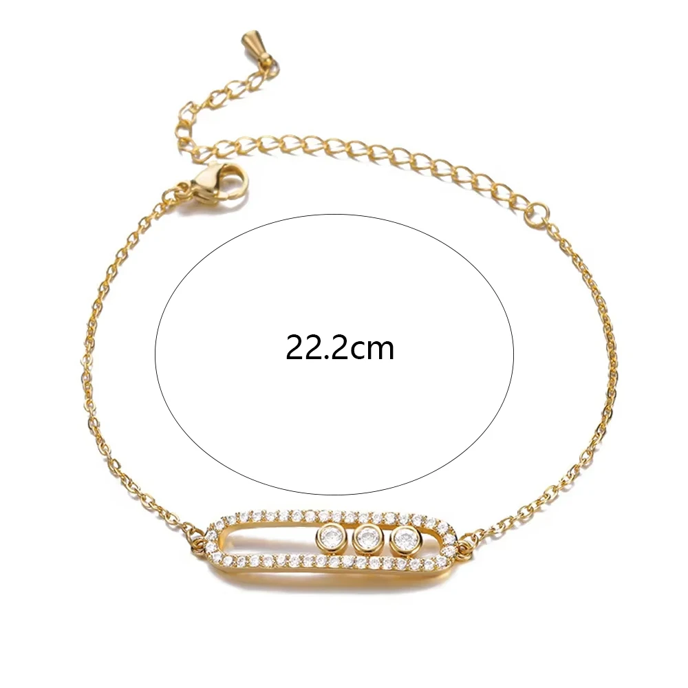 Bracelet G&D Arab Design 3 Dot Beads Bar Charm Pave AAA Zircon Stainless Steel for Women Luxury Jewelry