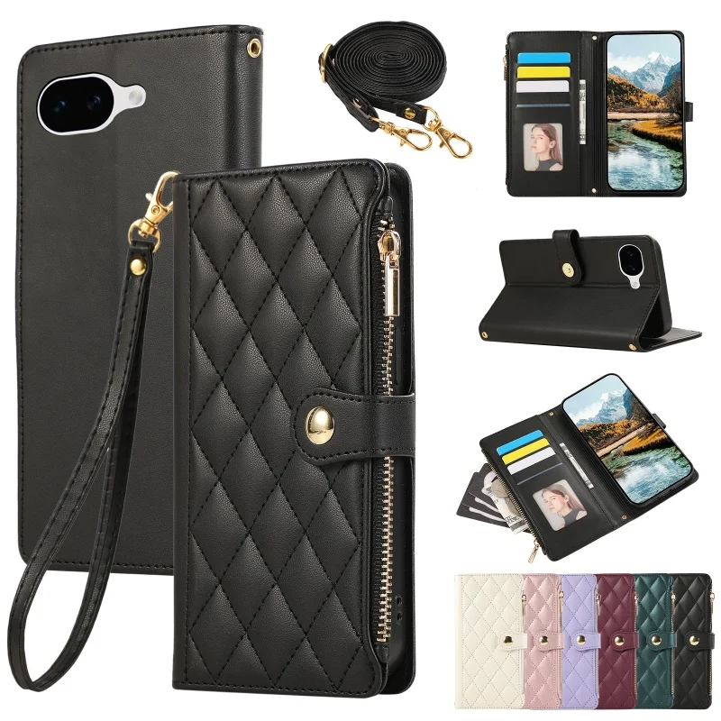Compact Leather Crossbody Wallet with Fragrance Zipper and Card Holder