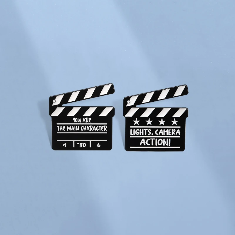 Lichter Kamera Action Emaille Pins You Are The Main Charakter Clapperboard Metall Brosche Anstecknadel Schmuck Geschenke für Freunde – Detail 9