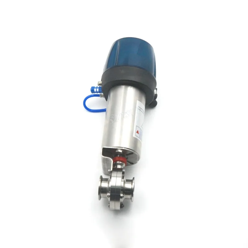 Hygienisches Edelstahl-Absperrklappenventil mit 2 Elektrischen Stellantrieben, Pneumatischem Stellantrieb und C-TOP Magnetventil
