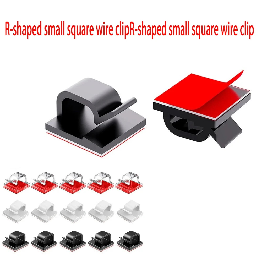 50-Pack Clear Adhesive Cable Clips for Versatile Cord Management