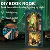 CUTEBEE DIY Book Nook Wooden Dollhouse with Light Dust Cover Magic Bookshelf Insert 3D Puzzle Decor Gift Darkness Common Room 2