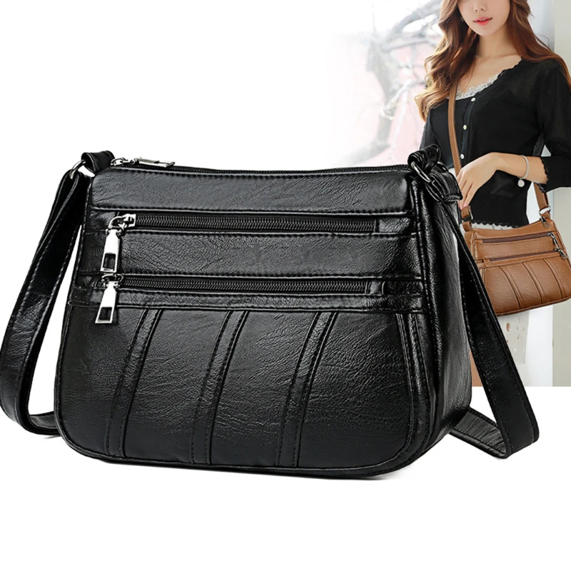 

Fashion Women Shoulder Bag PU Leather Solid Color Messenger Crossbody Bags Mother Female Multi-pocket Purse Handbag Women's Bag