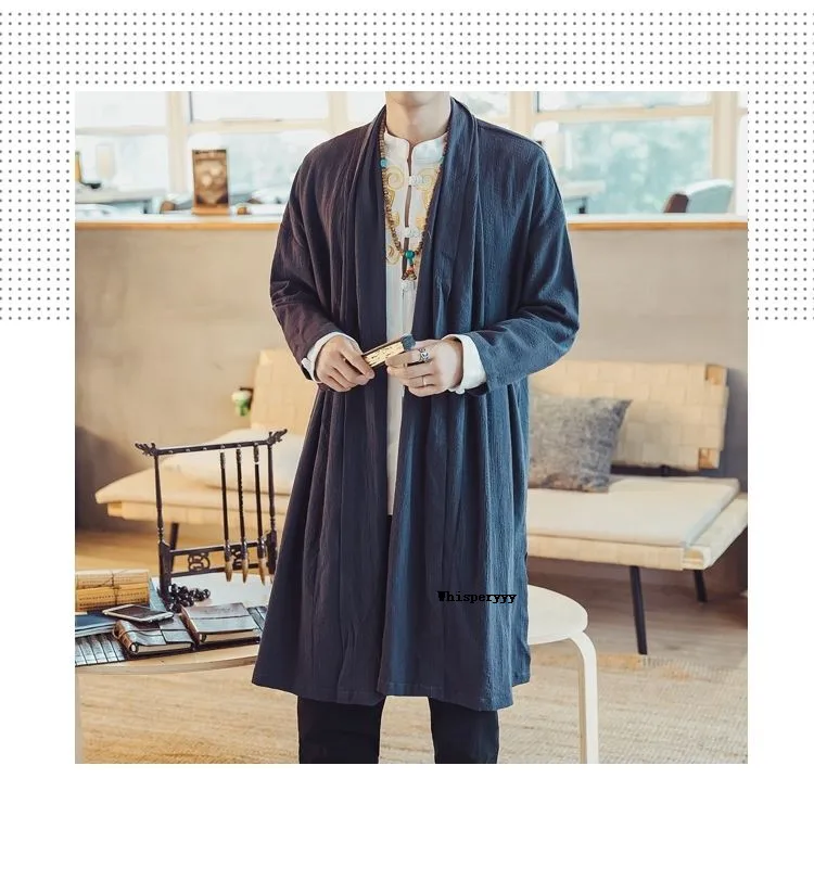 jacket hoodie Mens Long Windbreaker Jacket Spring Summer Thin Kimono Coat Vintage Male Clothes 2022 Solid Trench Casual Cardigan mens padded jacket