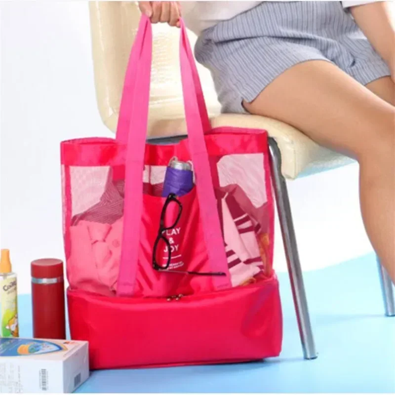 Outdoor Picnic Beach Bag High-capacity Net Transparent Bag Double Insulation Tote Office Lunch Snack