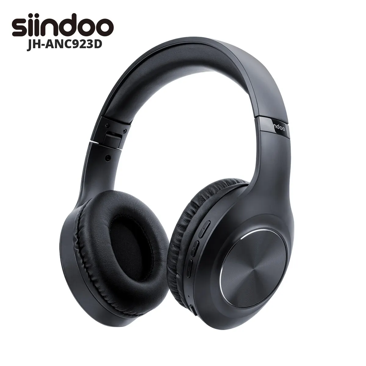 Siindoo JH-ANC923 액티브 노이즈 캔슬링 무선 헤드셋, 접이식 오버이어 블루투스 헤드폰, 마이크 포함, Hi-Fi 스테레오 딥 베이스