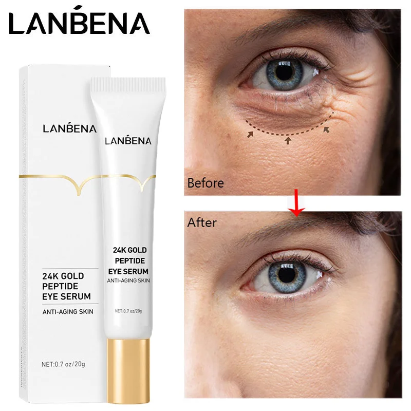 

24K Gold Anti-Wrinkles Eye Serum Fade Fine Lines Remove Dark Circle Tighten Brighten Smooth Sooth Moisturizing Nourish Skin Care