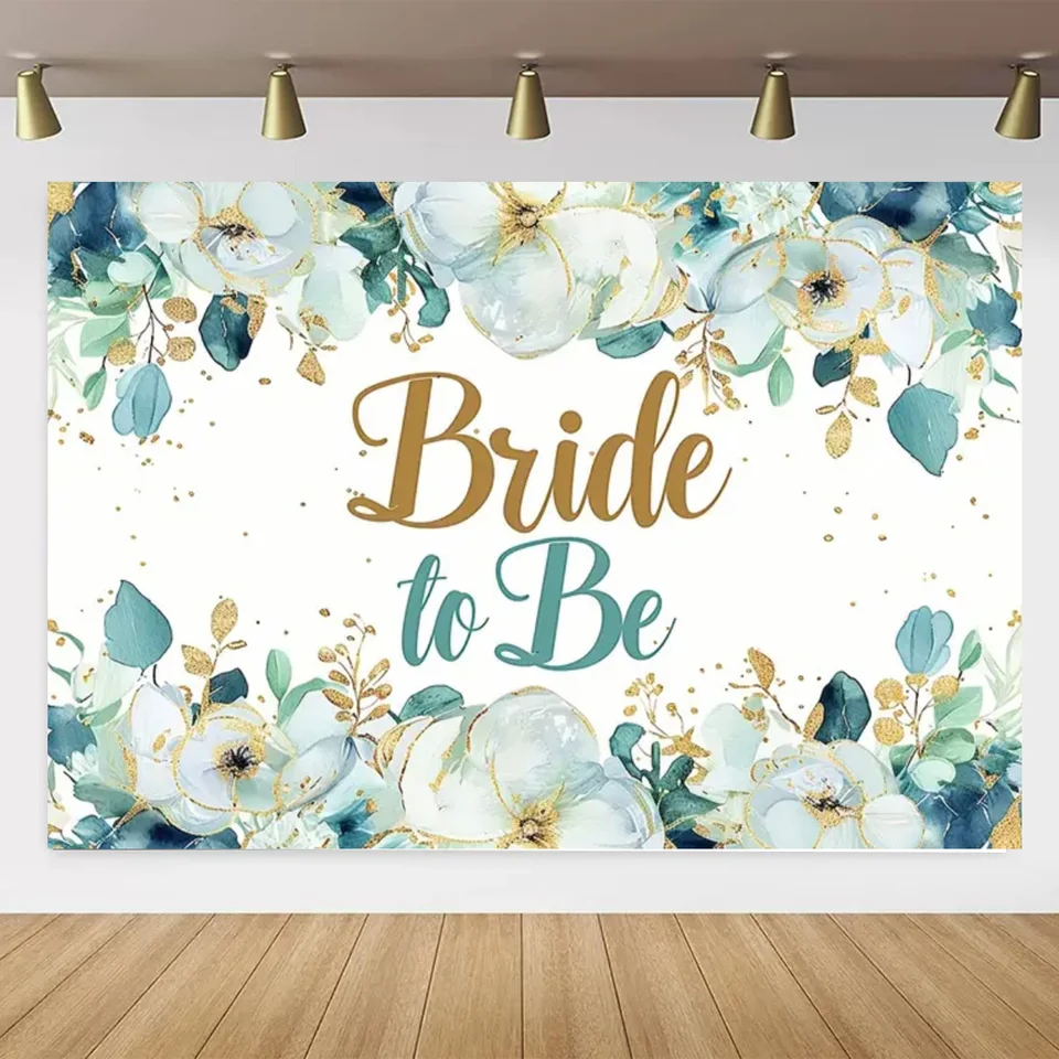 7x5ft Mr & Mrs White Wooden Wall Floral Bridal Shower Wedding Engagement Party - View #3
