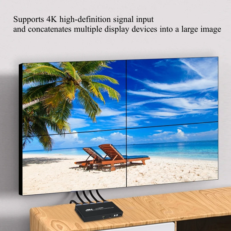 2x2 HDMI-Compitable Video Wall Controller Screen Processor Splicer 1X2 1X4 1X3 Multi-screen Splicing Box USB 4K Media Player