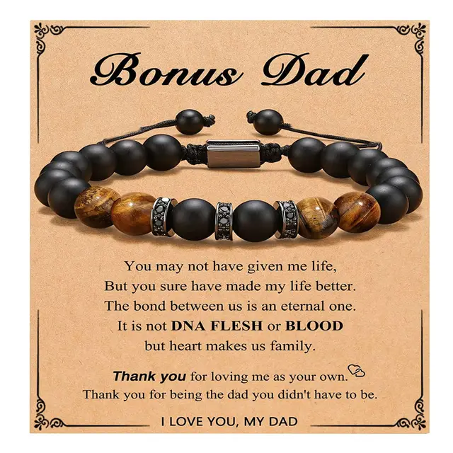 To My Bonus Dad Husband Soulmate Uncle With Copper Zircon Card Adjustable Bracelet: A Gift of Love and Gratitude