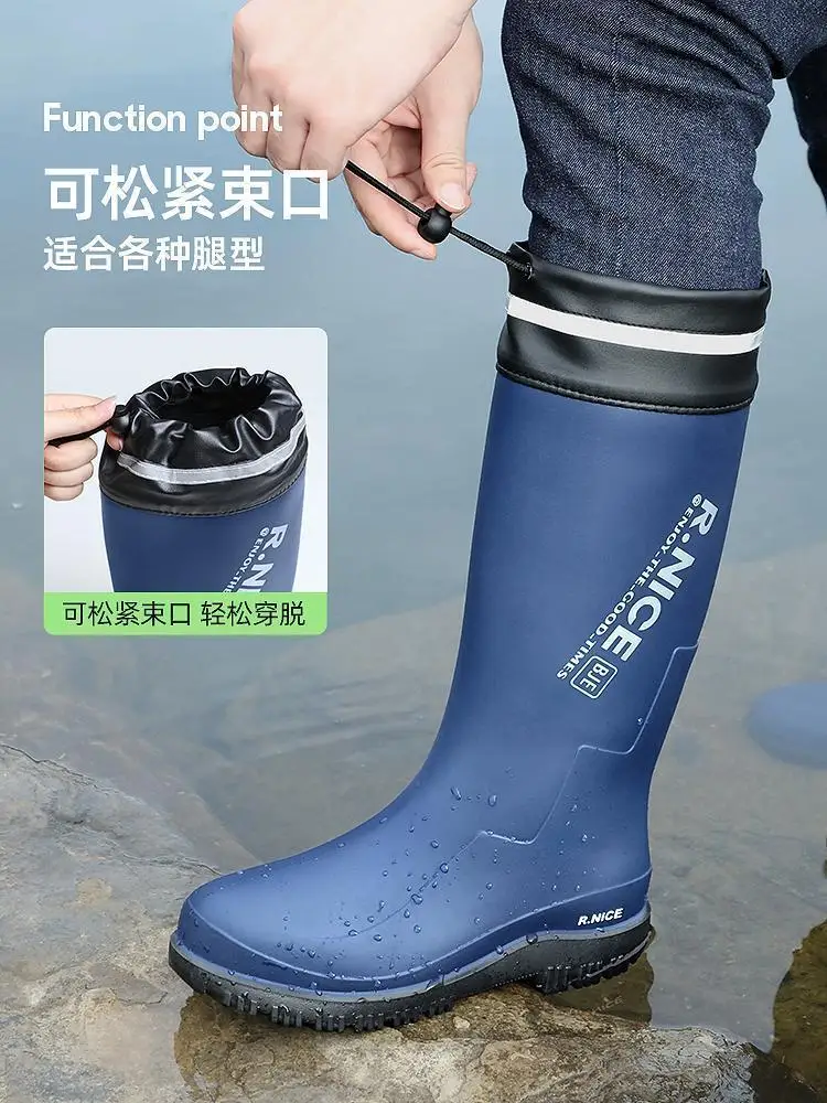 New High Quality Rain Boots for Man Outdoor Anti-slip Waterproof Fishing Shoes Fish Pond Breeding Work Rubber Boots