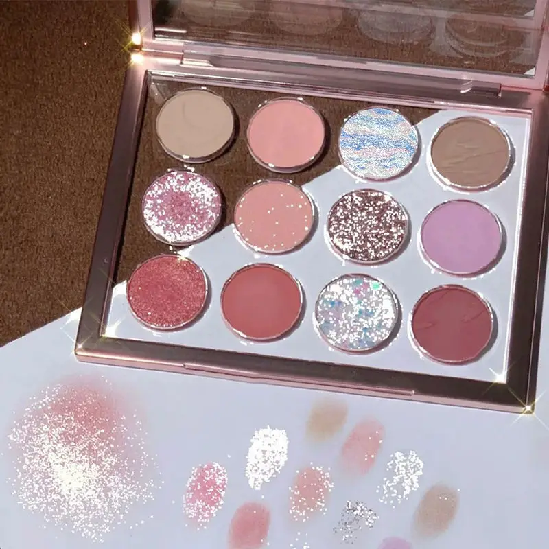 

12 Color Glitter Eyeshadow Palette Makeup Long-Lasting Matte Eye Shadow Palettes Brighten Eye Cosmetics Women Beauty Earth Color