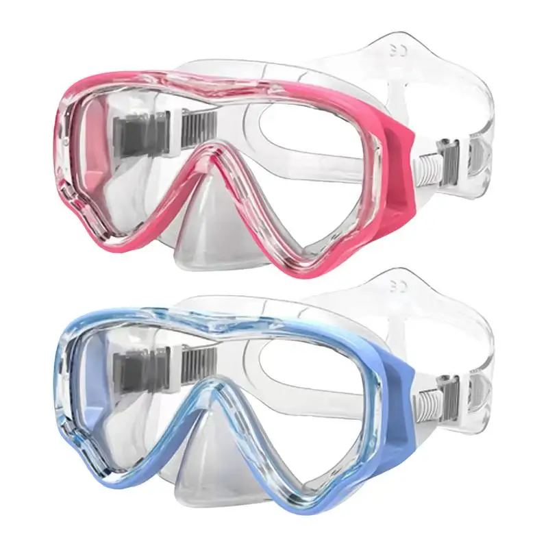 Kids Swim Goggles Snorkel Goggles Wide Vision Snorkel Diving Glasses Anti-Fog with Nose Cover No-Leak Swimming