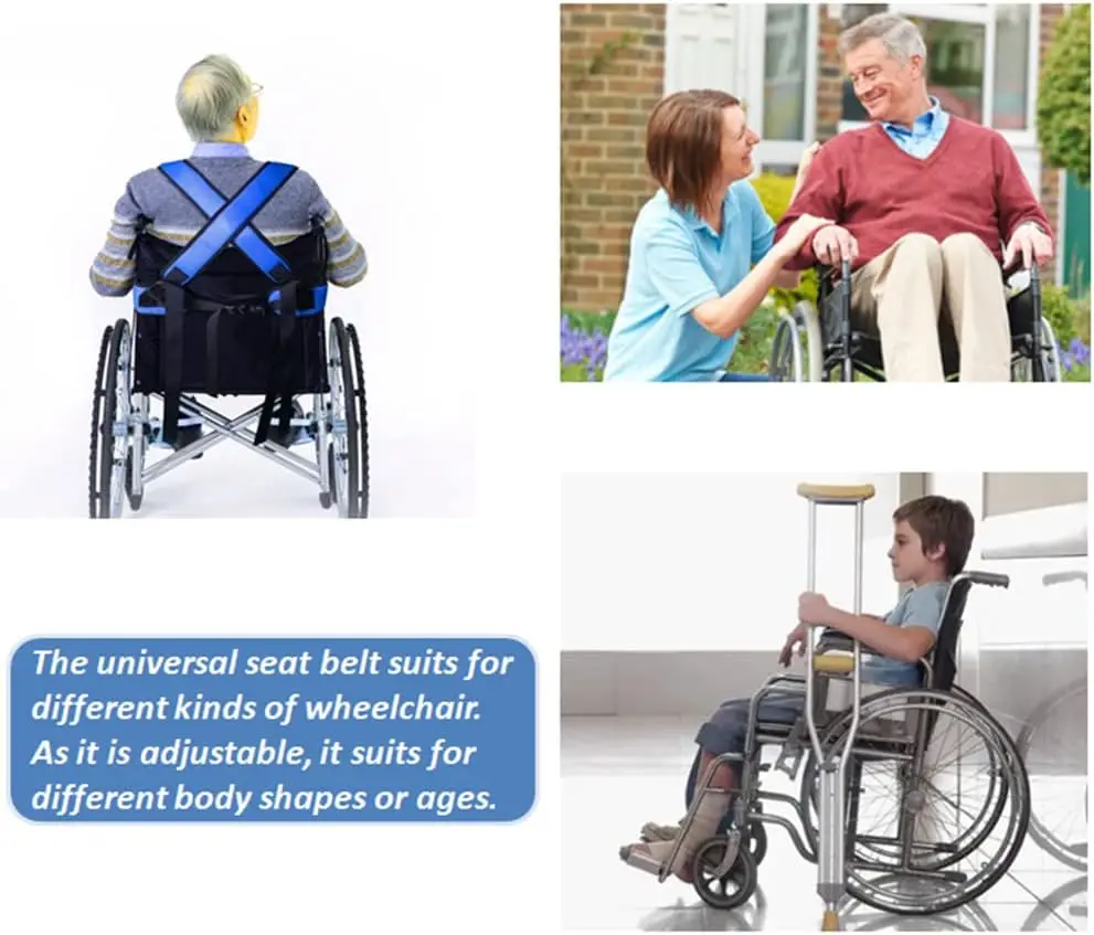 1PCS Blue Wheelchair Seat Belt Torso Support Vest Full Body Harness Prevent Tilting or Falling,Chest Waist Band Restraint Strap