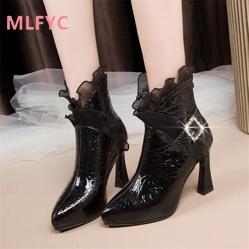 Autumn and Winter Sexy High Heel Boots ladies Pointed Thick Heel Fashion Boots Fashion Professional Women's Boots