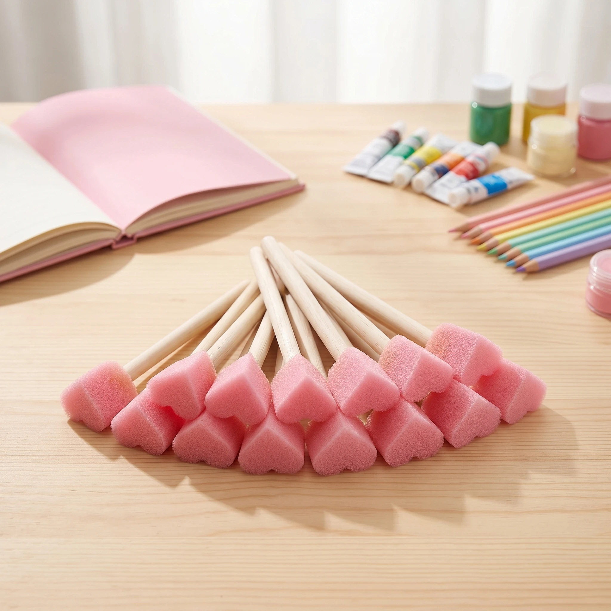 하트 모양 스펀지 페인팅 브러쉬, DIY 공예 및 미술 프로젝트용 사랑 패턴 스탬프, 세척 가능한 미술 도구