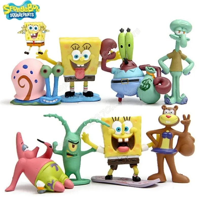 8Pcs Spongebob Squarepants Figura Bambola Giocattolo Cartone Animato Patrick Star Squidward Mr.