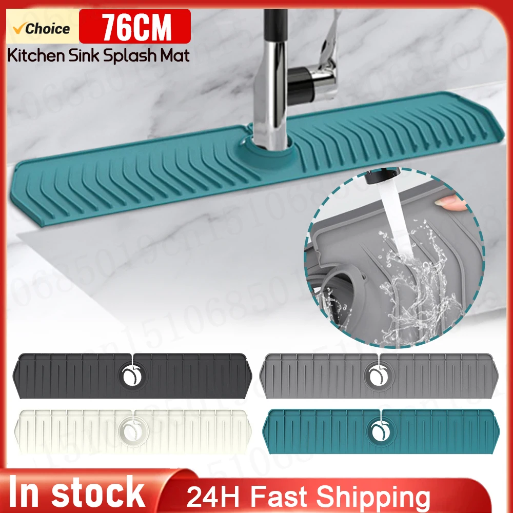 Silicone Kitchen Sink Splash Mat Fast Drainage Kitchen Sink Faucet Splash Guard for Counter Bathroom for Faucet
