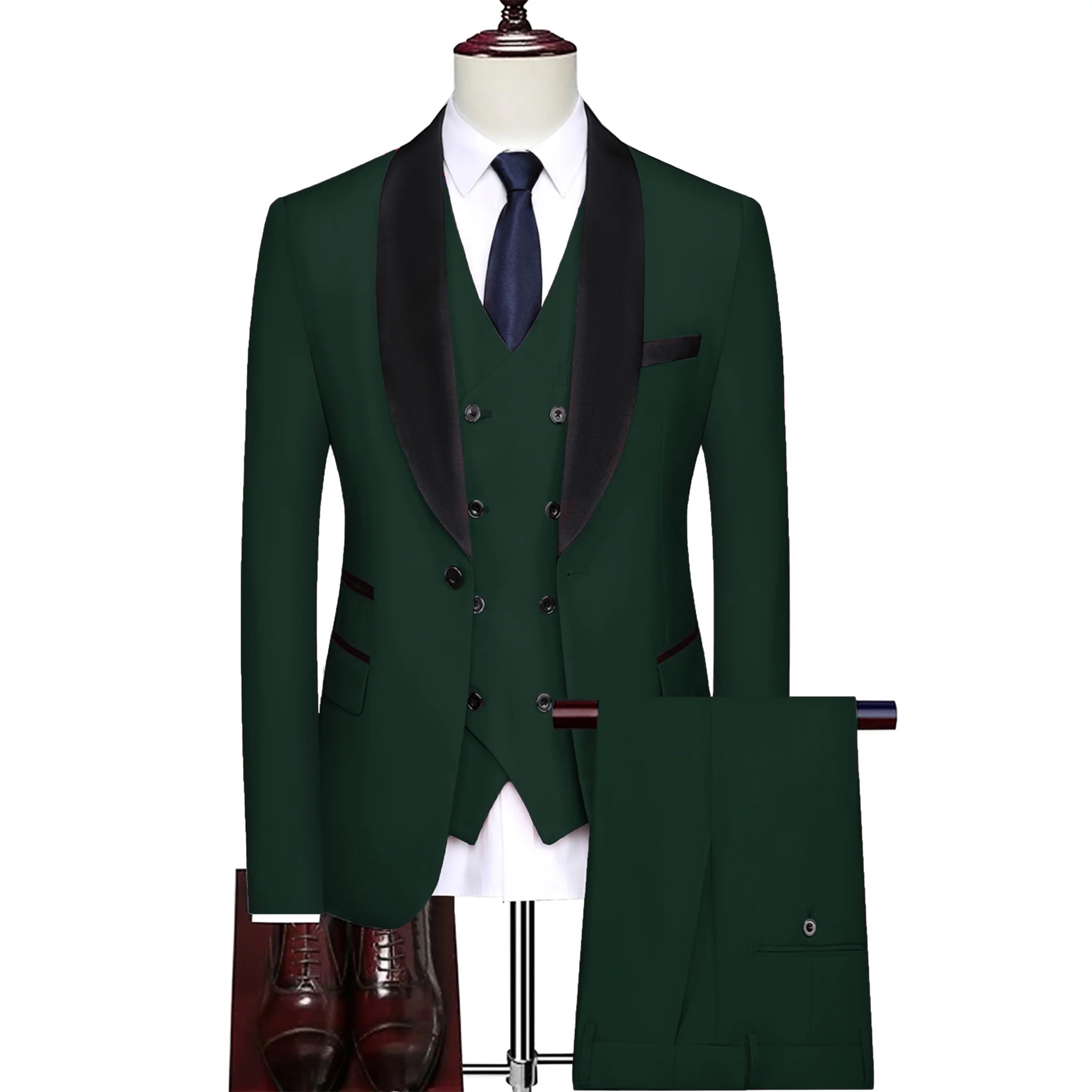 Men's Three-piece Suit Jacket Vest Trousers Dinner Wedding Tuxedo Slim-fit formal suit business men clothing