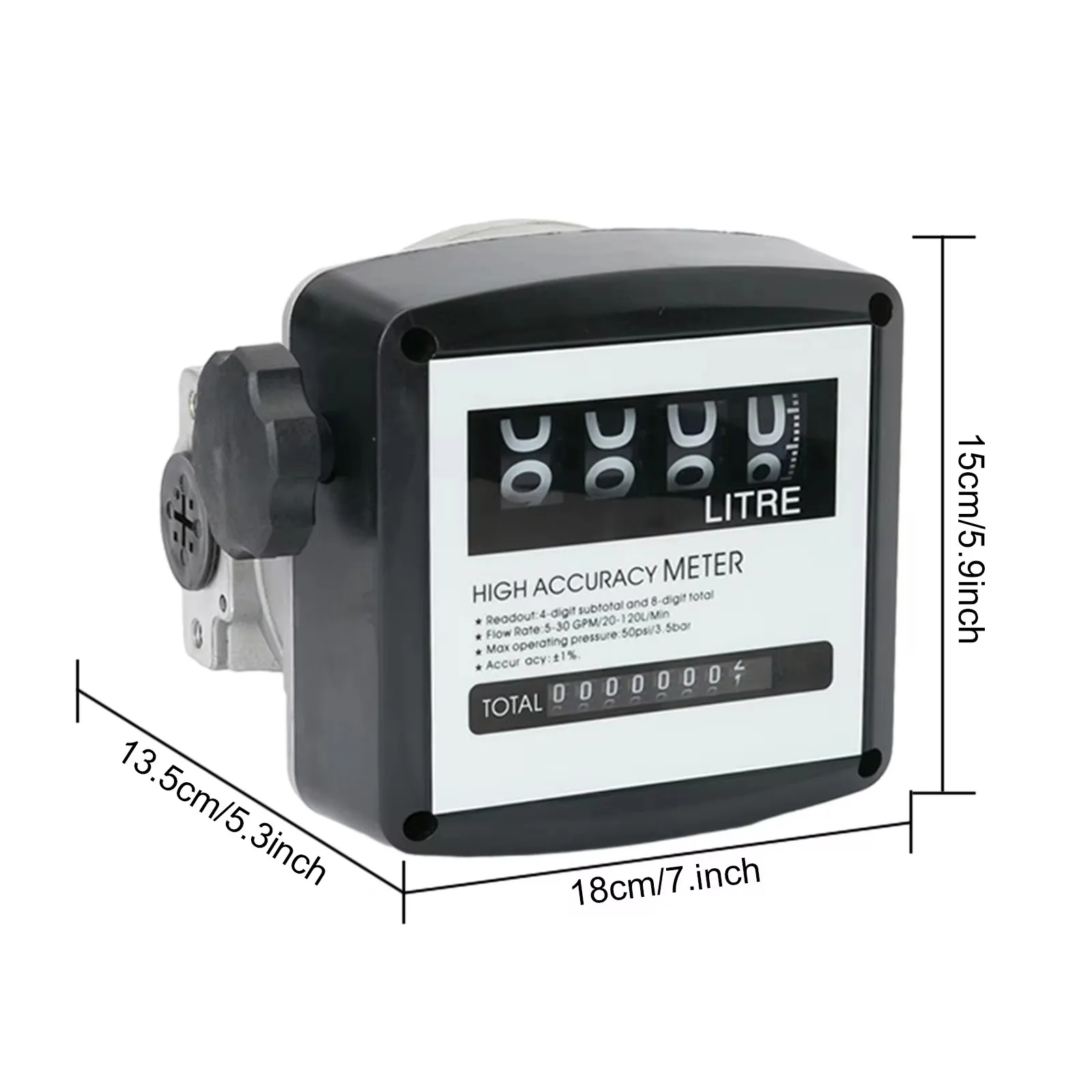 Water Flow Meter Sensor Flowmeter Fuel Gauge Caudalimetro Gasoline Diesel Fuel Oil Flow Indicator Counter DN25 4-digit 0-9999L