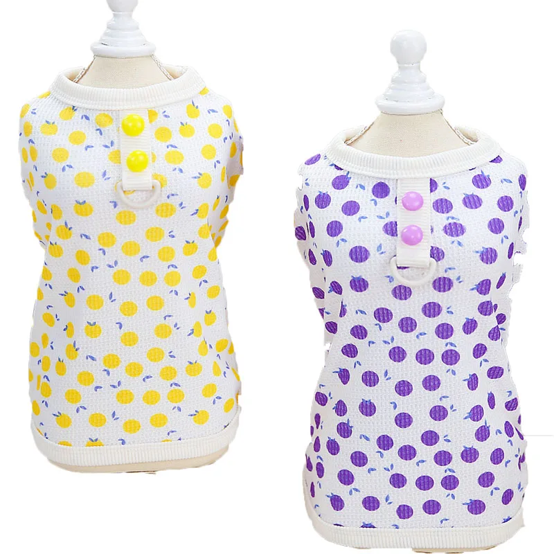 

Fruit Pattern Short Sleeve Pet Clothes, Dog Sweatshirt, Cat Hoodies, Summer Clothing, Purple, Yellow Pullover, Small Dogs
