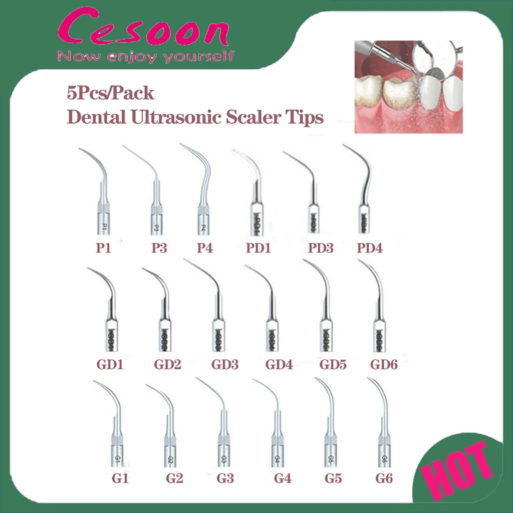

5Pcs Dental Ultrasonic Scaler Tip P1 P3 P4 PD4 for EMS Woodpecker DTE Satelec