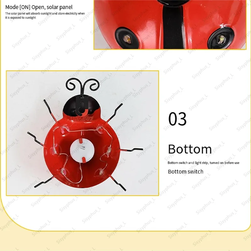 1-4Pcs Solar Ladybug Lamp Outdoor IP65 Waterproof Anti Corrosion LED Solar Powered Light For Garden Lawn Tree Landscape Decor