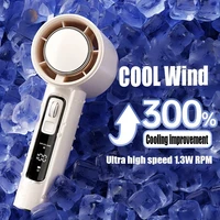 100 Gears Handheld Fan 5000mAh USB Mini Portable Rechargeable High-Speed Turbine Small Fan Desktop Student Electric Fan 1
