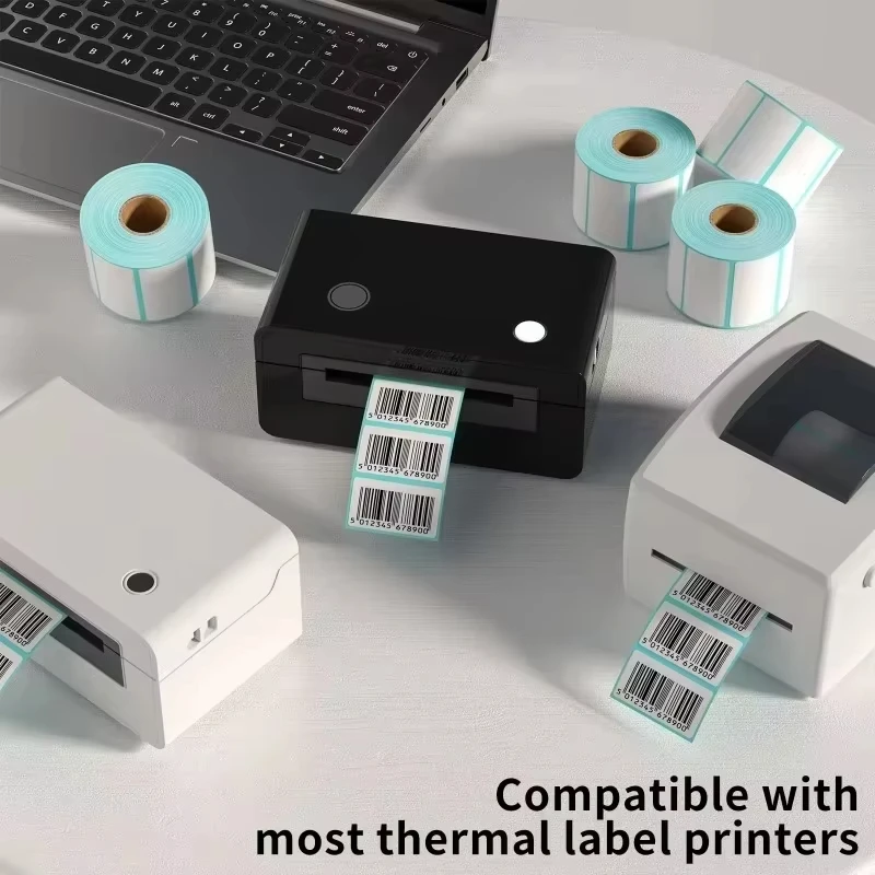 1000Pcs W20xH10mm 흰색 배송용 열전사 라벨 종이 롤 스티커 비즈니스 홈 바코드 등을 위한 카본 밴드 없음